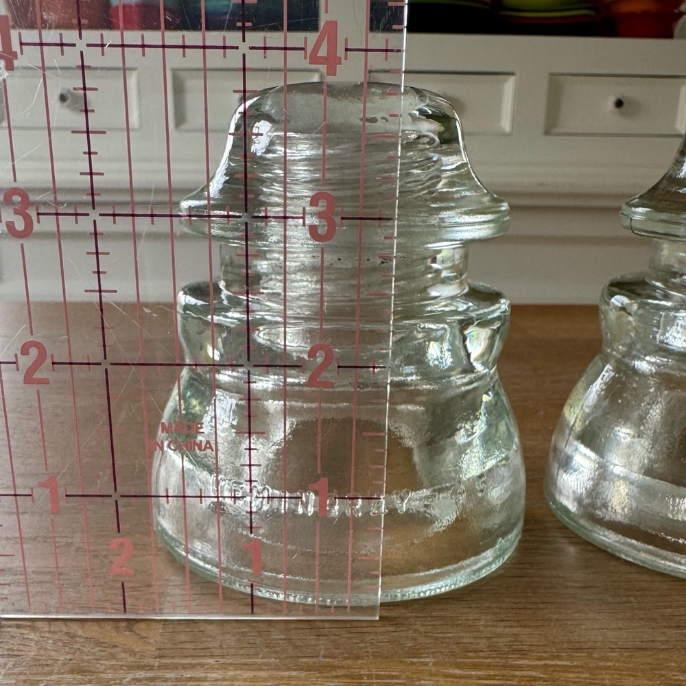 Vintage Hemingray-45 Clear Glass Telegraph Insulator Pair USA 1954 - Picture 2 of 8